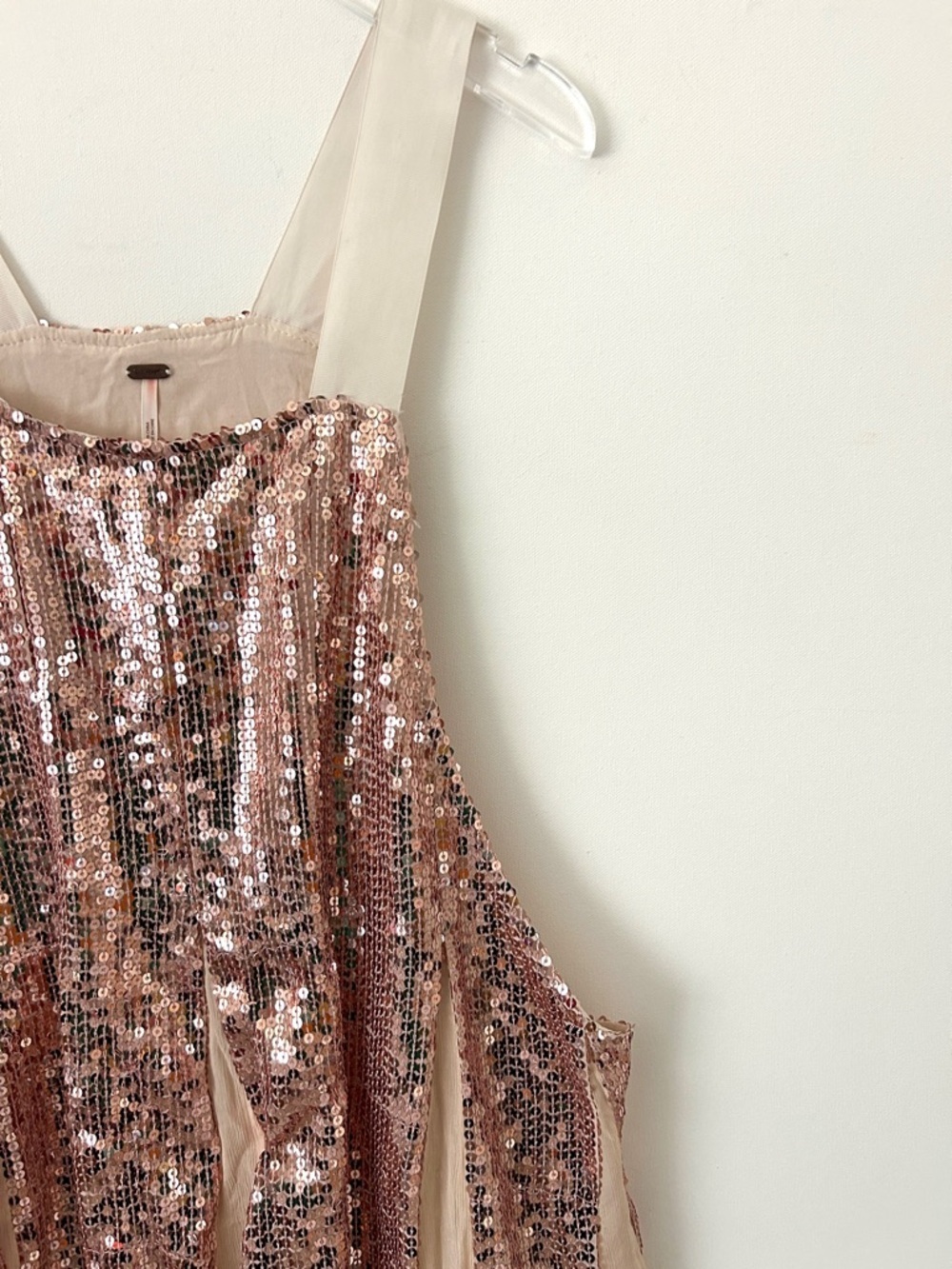 Free People Shimmering Lines Clay Punk Sequin Mini Dress Festival Size Small - Picture 8 of 15